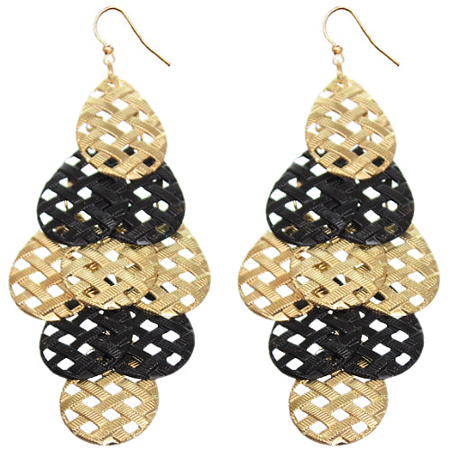 Black Woven Teardrop Dangle Earrings