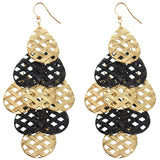 Black Woven Teardrop Dangle Earrings