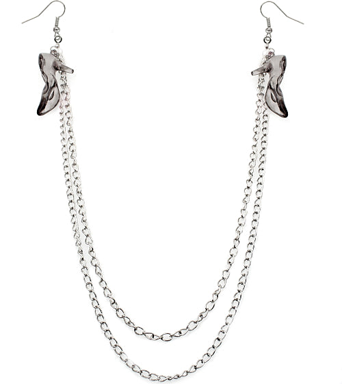 Black Double Chain High Heel Necklace Earrings