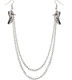 Black Double Chain High Heel Necklace Earrings