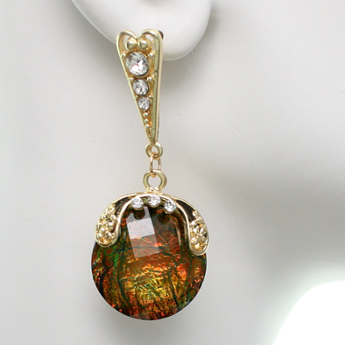 Black Iridescent Large Gemstone Post Earrings