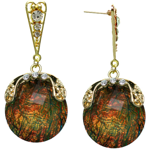 Black Iridescent Large Gemstone Post Earrings