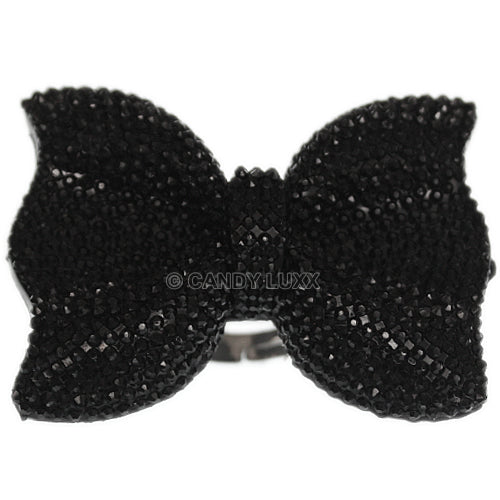 Black Large Adjustable Bow Fashion Ring