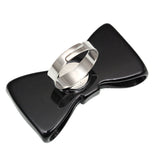 Black Large Glossy Bow Adjustable Ring