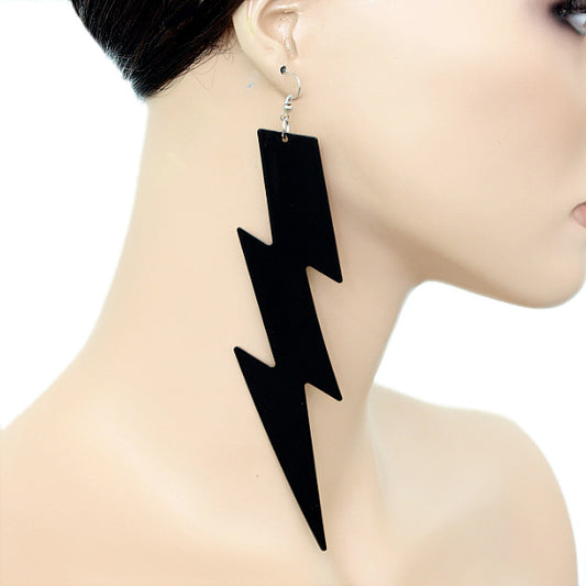 Black Long Thunder Lightning Earrings