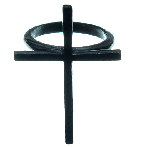 Black Midi Cross Ring