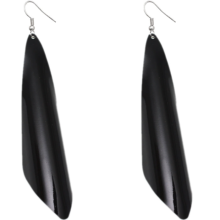 Black Long Arch Metal Earrings