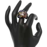 Black Multicolor Speckled Glass Murano Ring