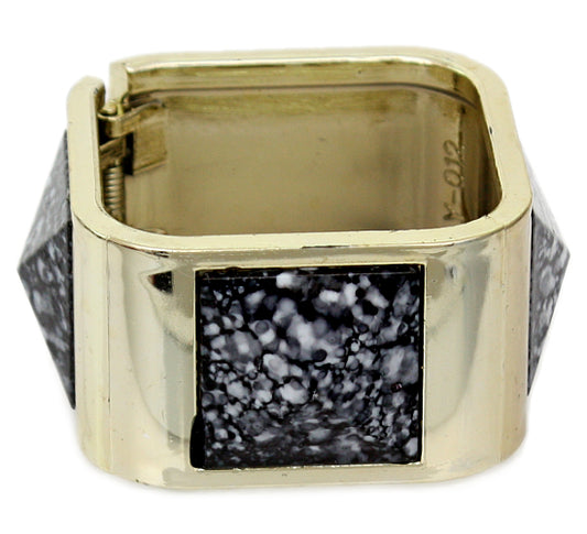 Black Spotted Pyramid Hinged Bracelet