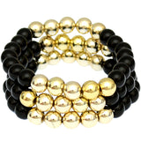 Black Beaded Round Ball Stretch Bracelets