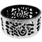 Black Silver Cutout Chinese Textured Bangle Bracelet