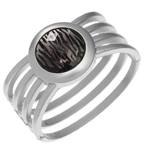Gray Zebra Gemstone Hinged Bracelet