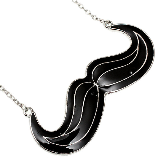 Black Mustache Charm Chain Necklace
