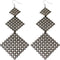 Black Long Beaded Gradual Pyramid Dangle Earrings