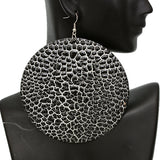 Black White Large Cracked Disc Earrings