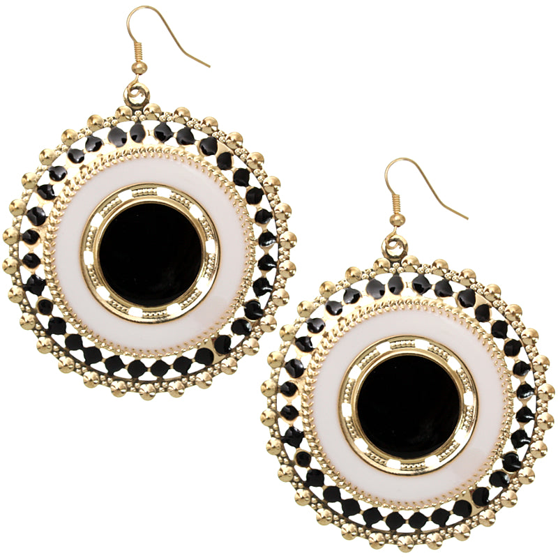Black White Cutout Pendant Earrings