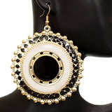 Black White Cutout Pendant Earrings