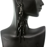 Black Lightning Thunderbolt Dangle Earrings
