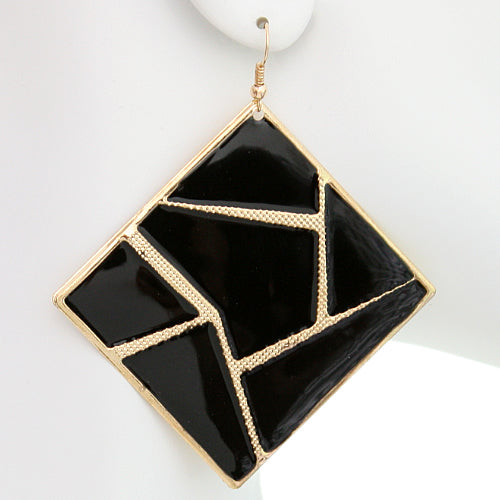 Black Triangular Multi-Shaped Dangle Earrings