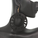 Black Trust No Bitch Round Cutout Letter Earrings