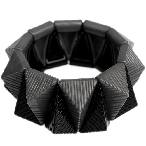 Black Two Tone Triangle Pyramid Stretch Bracelet