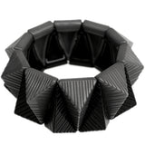 Black Two Tone Triangle Pyramid Stretch Bracelet