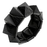 Black Two Tone Triangle Pyramid Stretch Bracelet