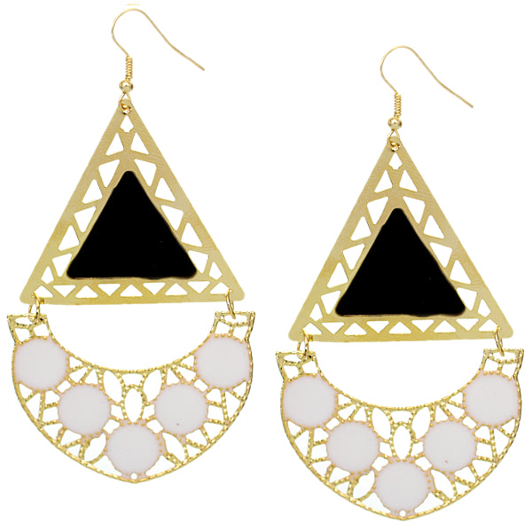 Black White Triangular Dangle Earrings