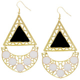 Black White Triangular Dangle Earrings