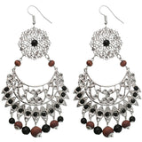 Brown Wooden Beaded Filigree Earrings