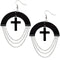 Black Wooden Chain Link Cross Earrings