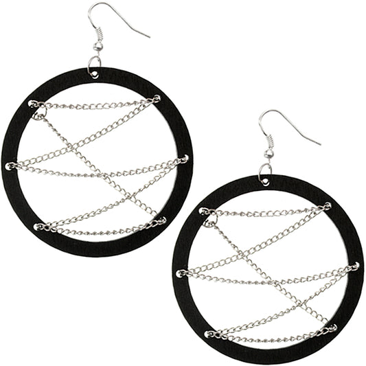 Black Wood Chain Earrings