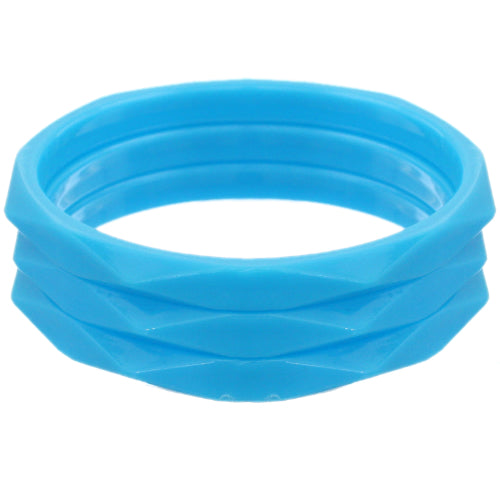 Blue 3-Piece Flat Design Stacked Bracelets