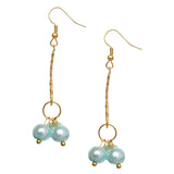 Blue Faux Pearl Drop Necklace Earrings Set