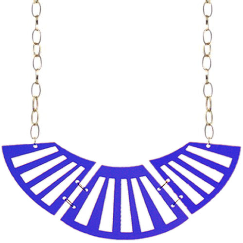 Blue Two Sided Mirrored Chain Necklace