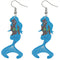 Blue African American Mermaid Wooden Earrings
