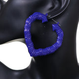 Blue Heart Shaped Bamboo Earrings