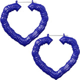 Blue Heart Shaped Bamboo Earrings