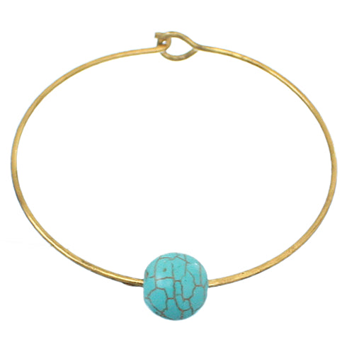 Blue Centered Bead Wired Latch Bracelet