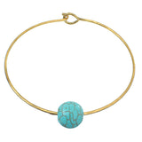 Blue Centered Bead Wired Latch Bracelet