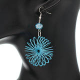 Blue Bead Coil Slinky Dangle Earrings