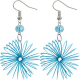 Blue Bead Coil Slinky Dangle Earrings