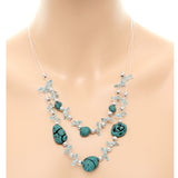 Blue Beaded Illusion Invisible Necklace Set
