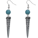 Blue Bead Pointy Drop Earrings