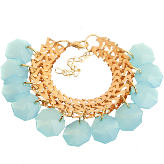 Blue Hanging Beaded Chain Bracelet