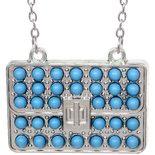 Blue Beaded Charm Handbag Chain Necklace
