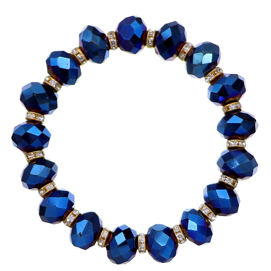 Blue Briolette Rhinestone Bead Stretch Bracelet