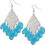 Blue Metal Bead Cutout Dangle Earrings