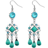 Blue Cluster Chandelier Earrings