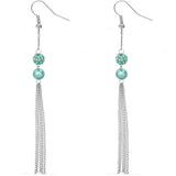 Blue Beaded Fireball Chain Earrings